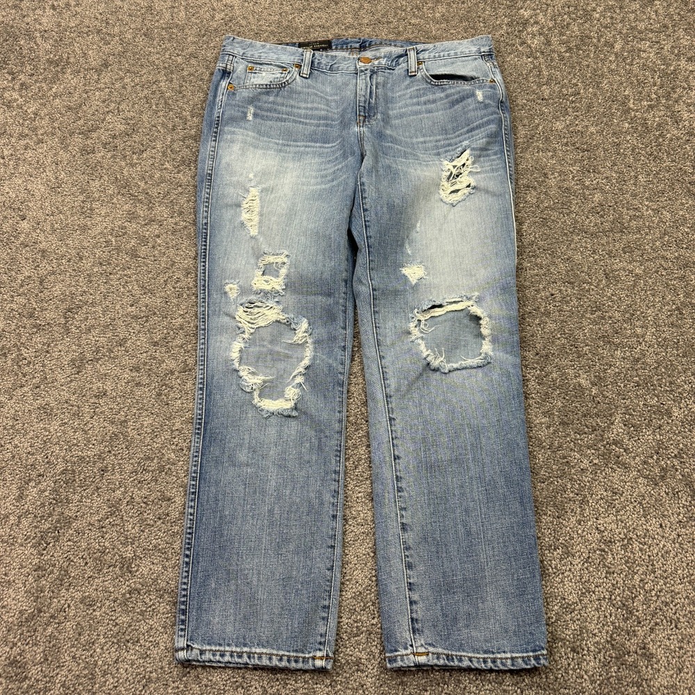 J. Crew Jeans Womens 31 Regular Blue Vintage Straight Medium Wash Distressed